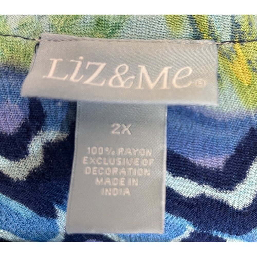 Liz & Me Womens 2X Multicolor Boho Tunic Top 100% Rayon - Picture 3 of 6
